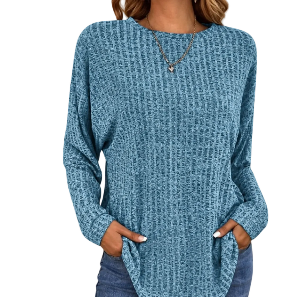 Wovelle - Waffle Knit Oversized Women's Sweater