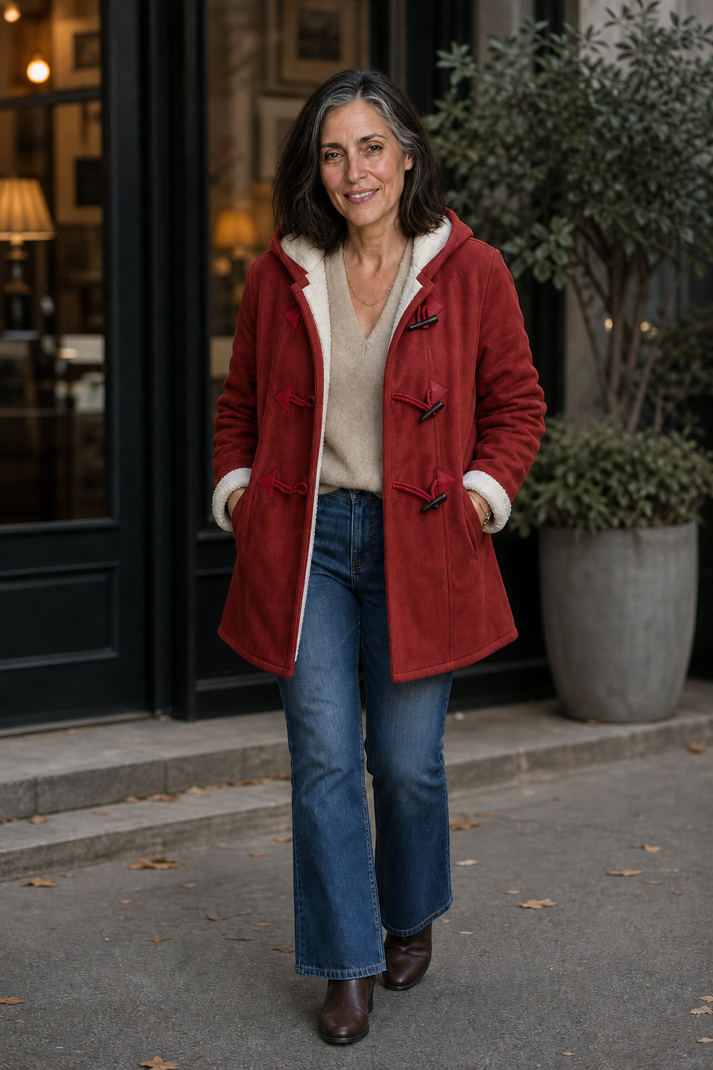 Suedeluxe Faux Suede Coat - Hooded Plush Lined Women's Coat
