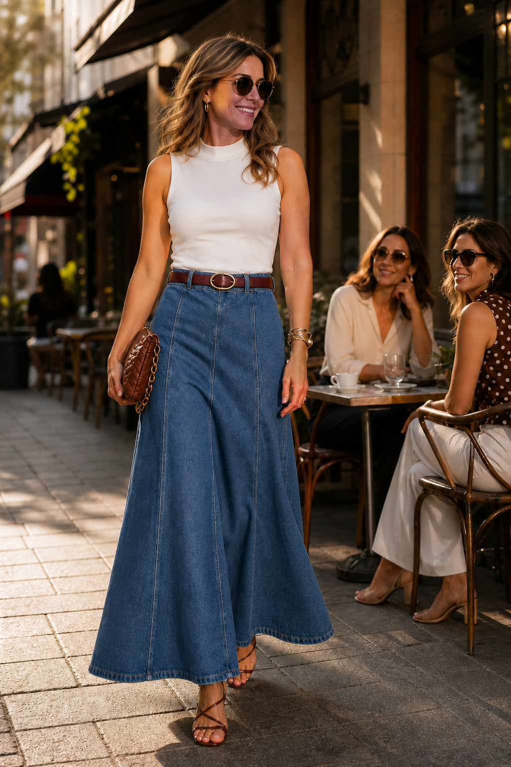Wearbella Denim Maxi Skirt - Women's High Waist A-Line