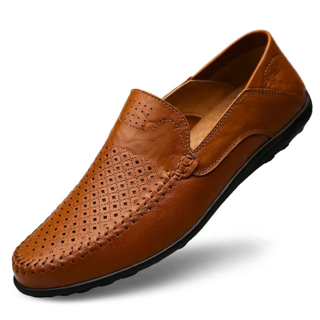 Air-Flow Leather Loafers - Men's Breathable Shoes