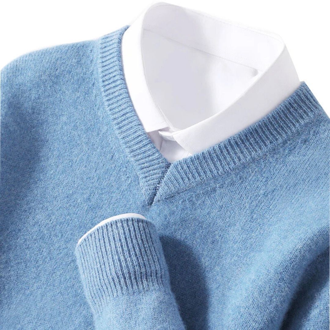 Olympia Merino V-Neck Sweater - Men's Wool Jumper