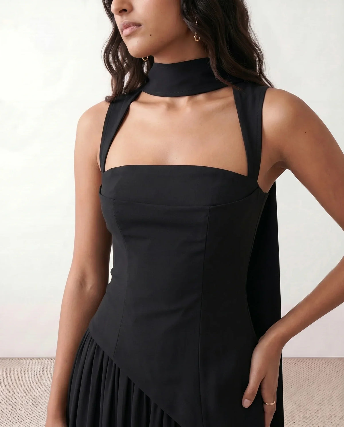 Emelie Basque Waist Maxi Dress - Women's Lace-Up Dress