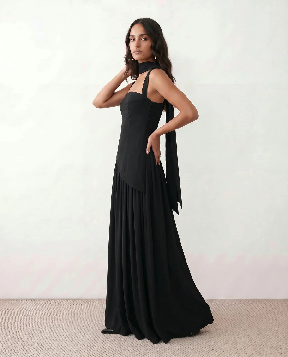 Emelie Basque Waist Maxi Dress - Women's Lace-Up Dress