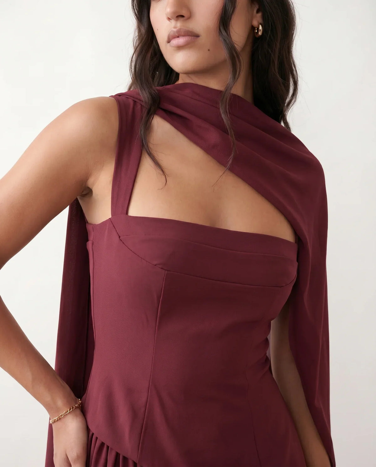 Emelie Basque Waist Maxi Dress - Women's Lace-Up Dress
