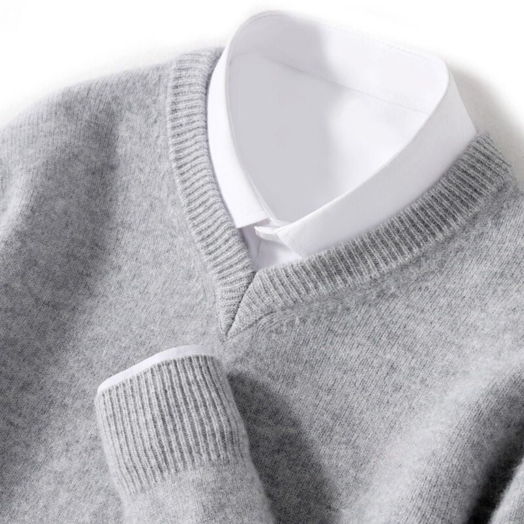 Olympia Merino V-Neck Sweater - Men's Wool Jumper
