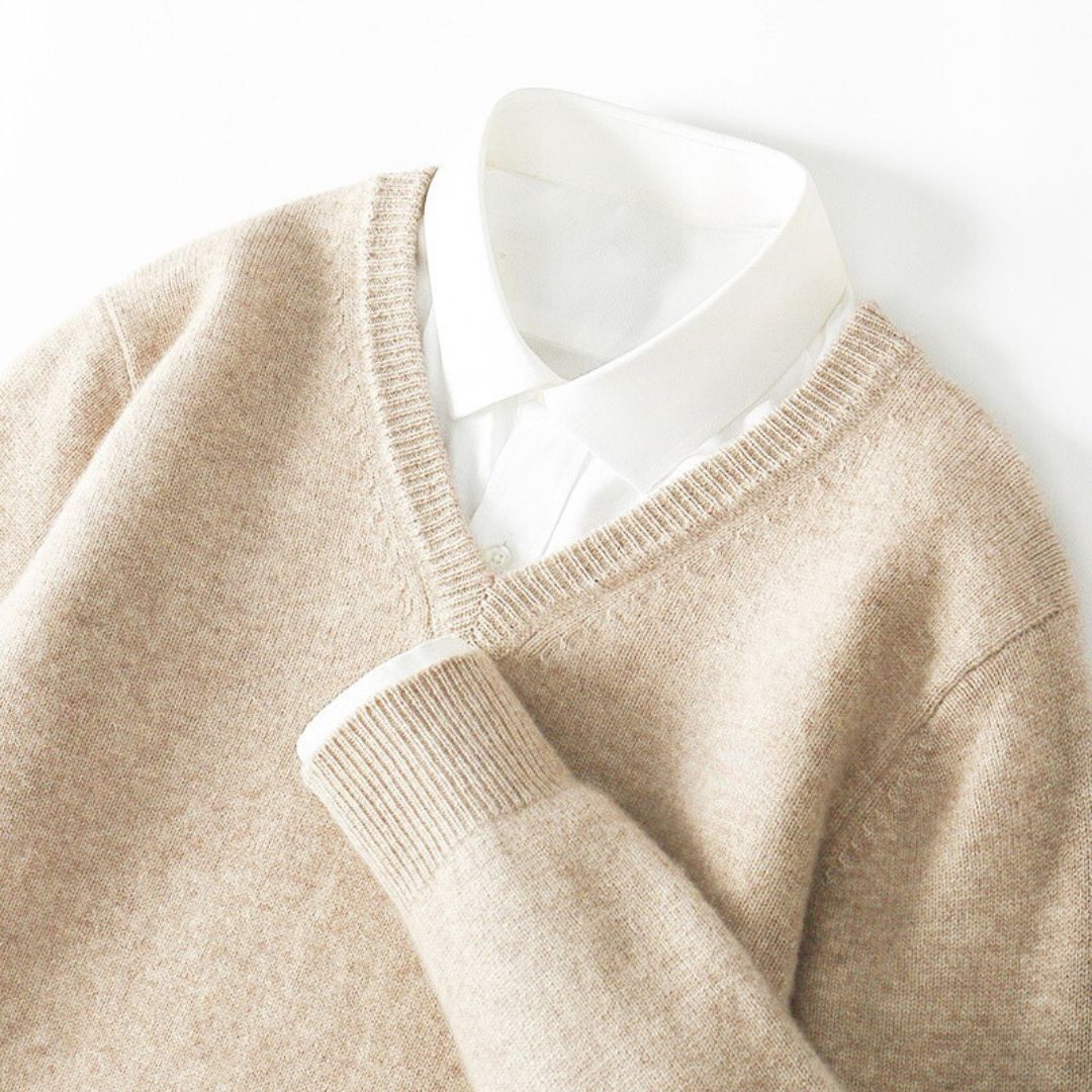 Olympia Merino V-Neck Sweater - Men's Wool Jumper