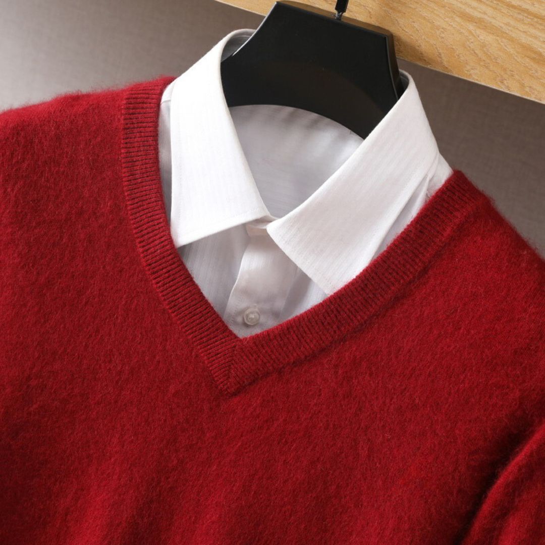 Olympia Merino V-Neck Sweater - Men's Wool Jumper