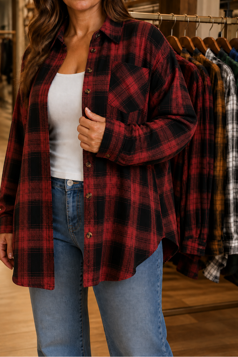 Overshirt & Co Buffalo Plaid Shacket - Women's Oversized