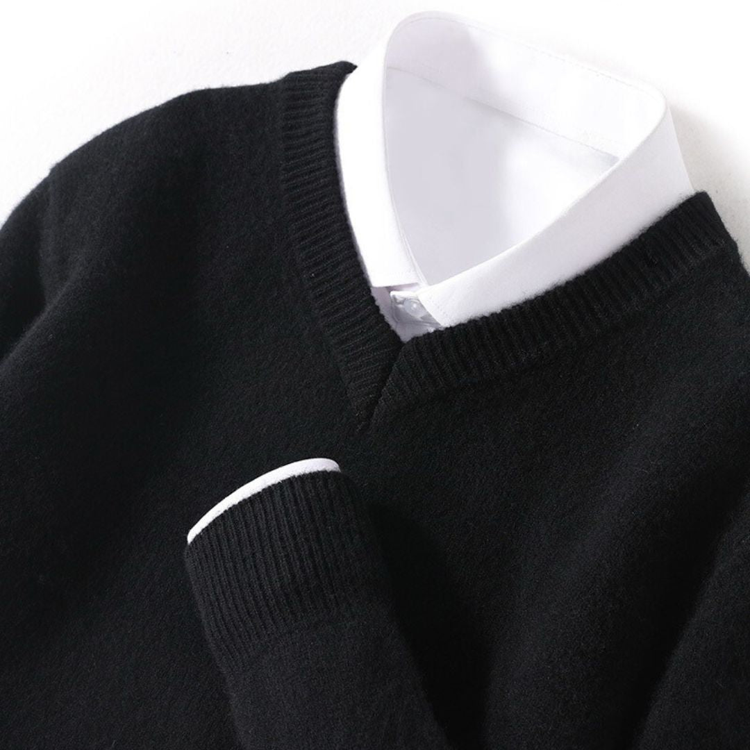 Olympia Merino V-Neck Sweater - Men's Wool Jumper