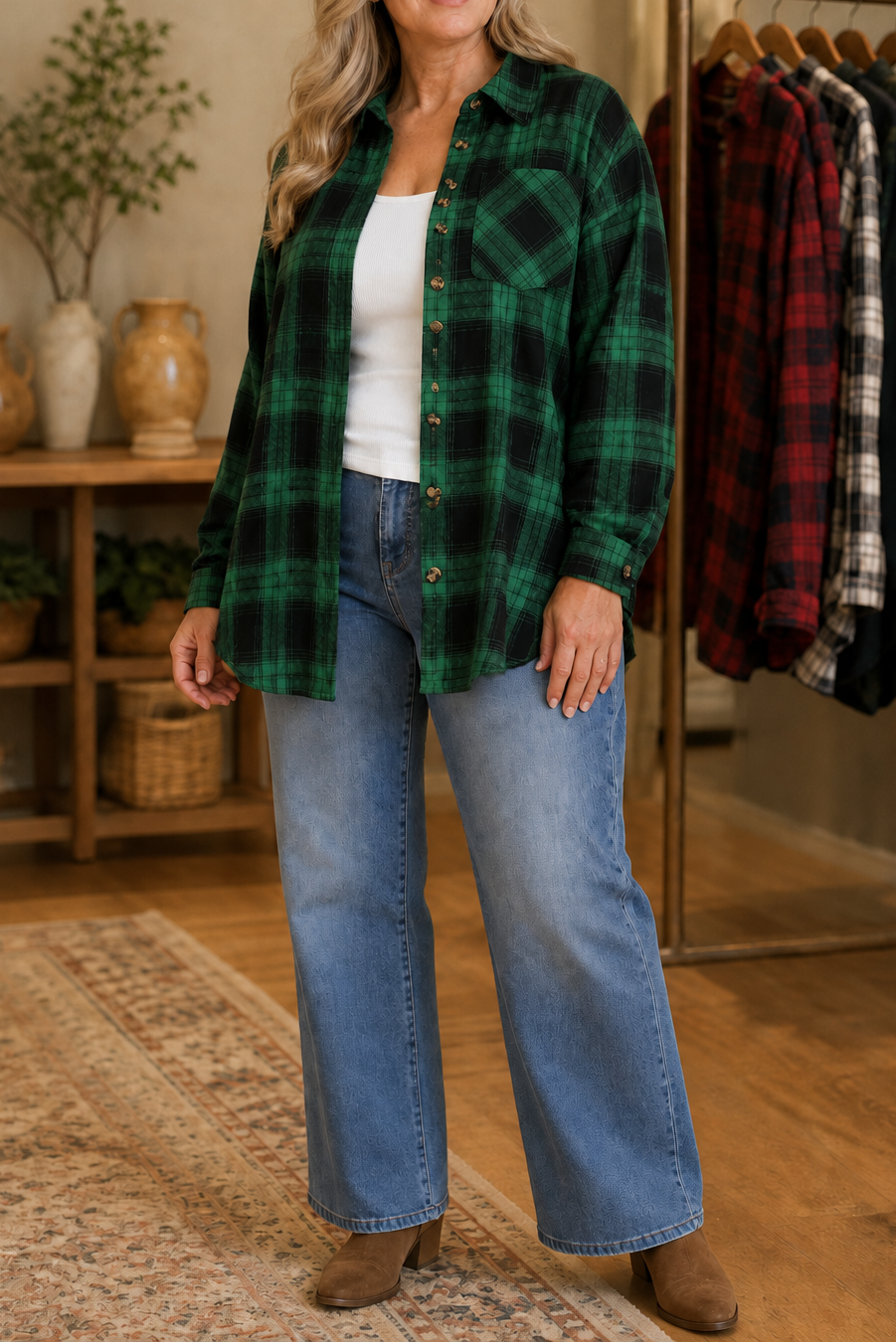 Overshirt & Co Buffalo Plaid Shacket - Women's Oversized
