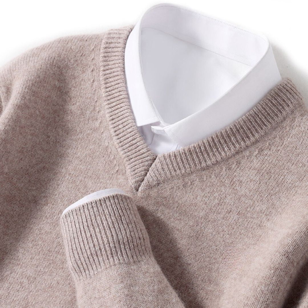 Olympia Merino V-Neck Sweater - Men's Wool Jumper