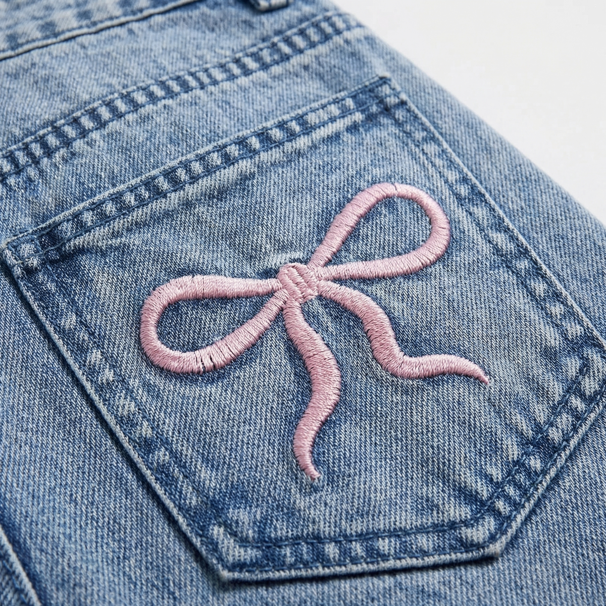 Yettie Wide Leg Jeans - High Waisted Bow Pocket Jeans