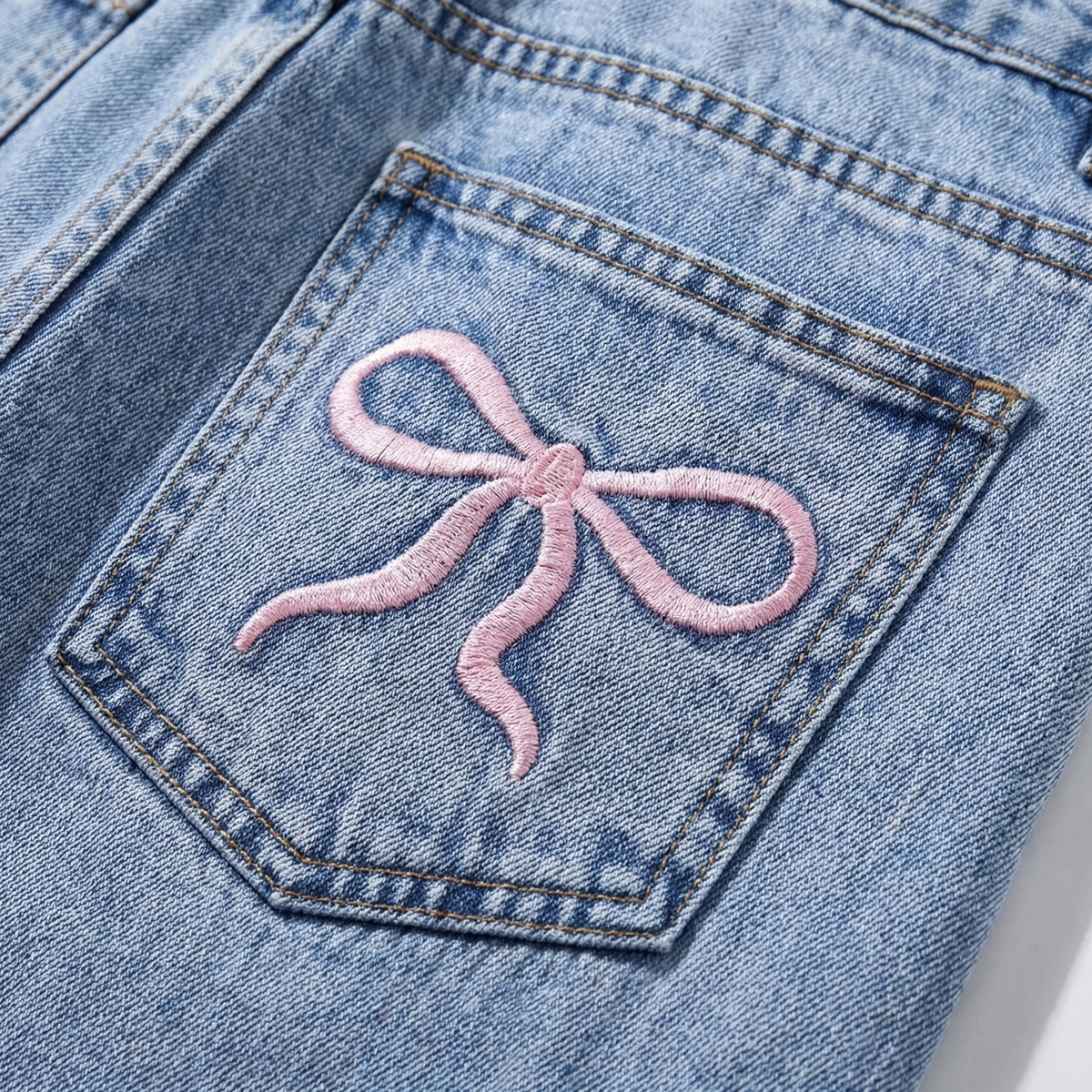 Yettie Wide Leg Jeans - High Waisted Bow Pocket Jeans