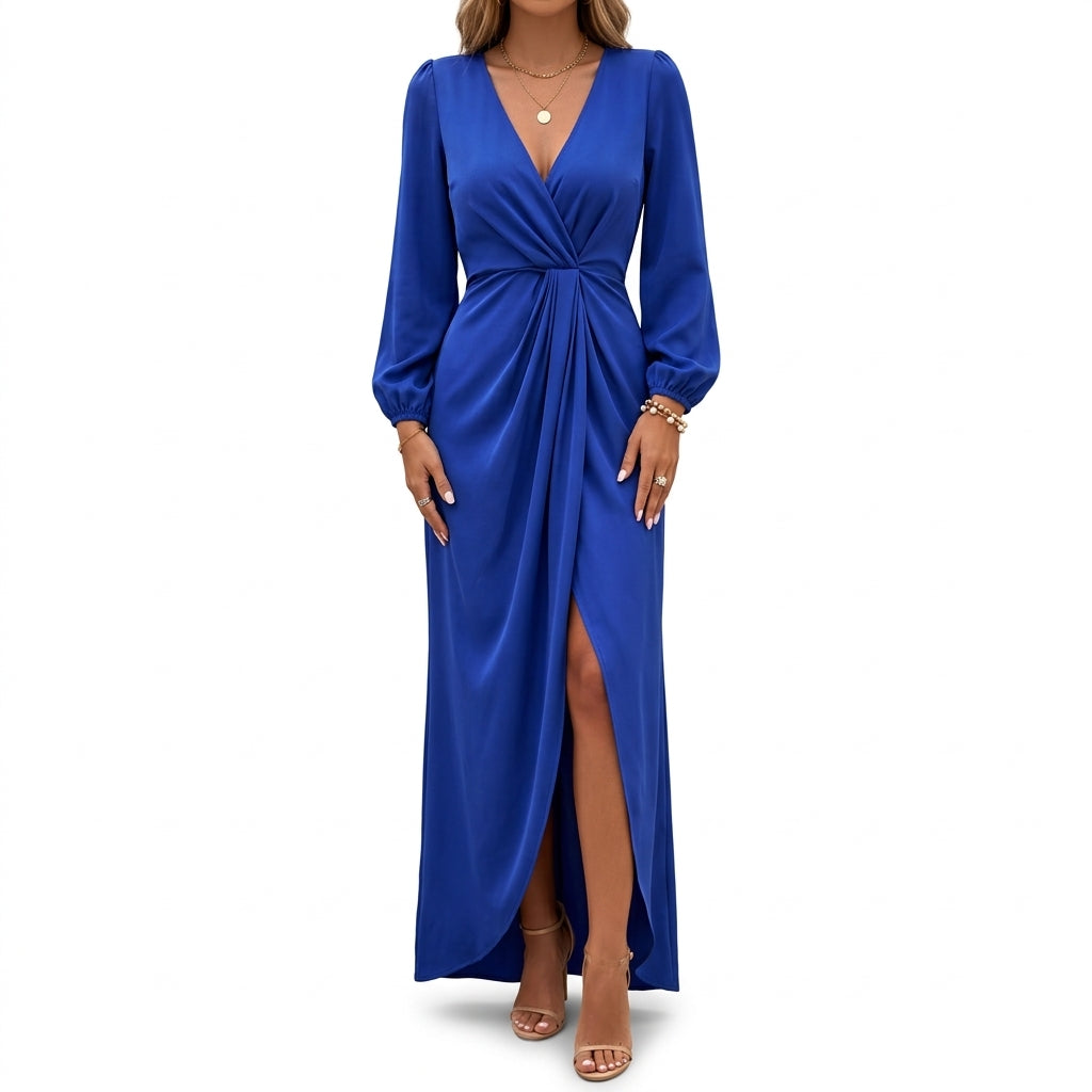 Arabella Midi Dress - Women's Long Sleeve V-Neck Dress