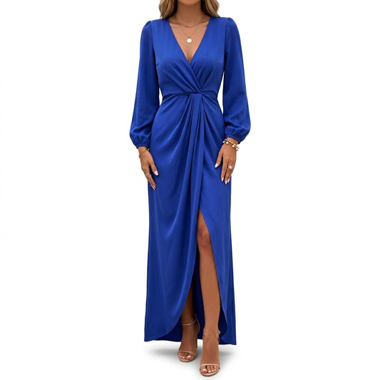 Arabella Midi Dress - Women's Long Sleeve V-Neck Dress