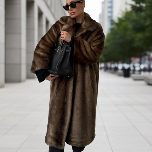 Isolde Long Coat - Men's Coat with Faux Fur Collar