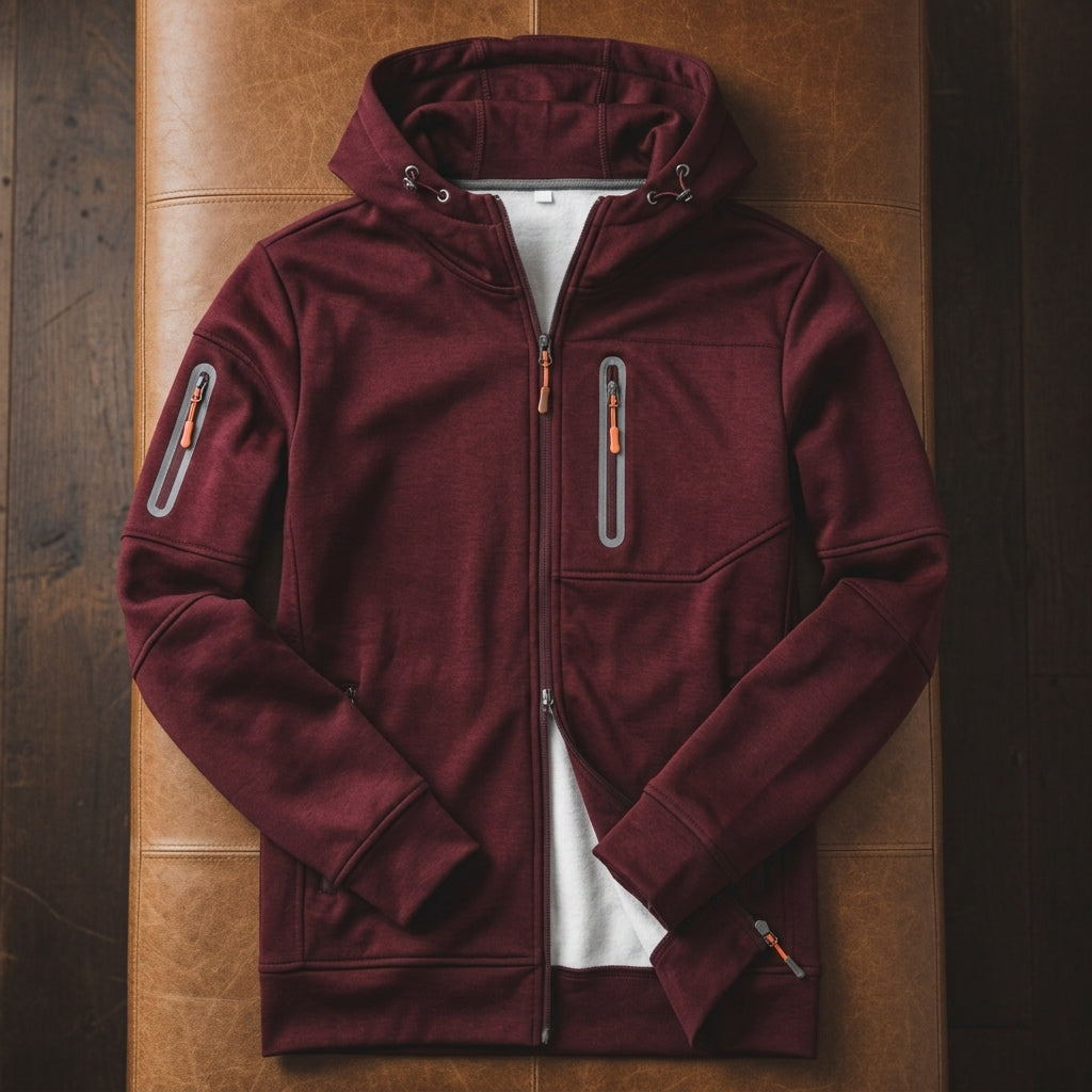 Tavian Zip Hoodie with Pockets - Men's Zip Up Hoodie