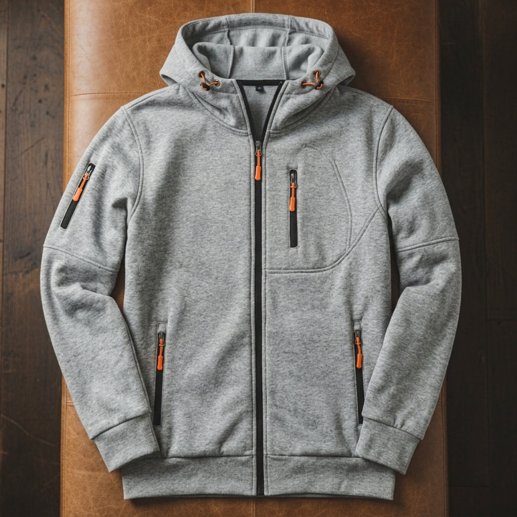 Tavian Zip Hoodie with Pockets - Men's Zip Up Hoodie
