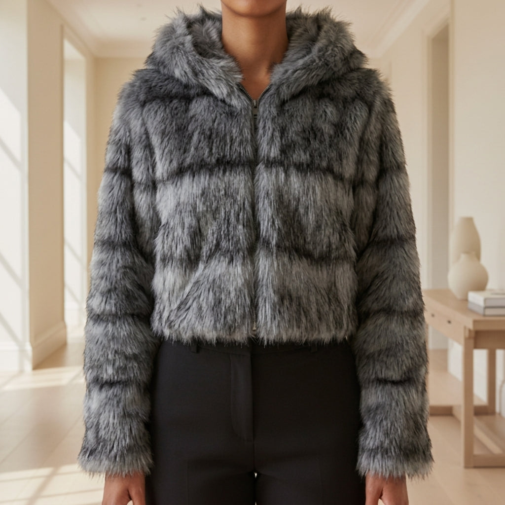 Calista Cropped Jacket with Hood - Men's Hooded Jacket