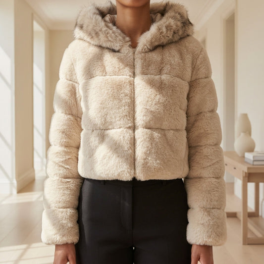 Calista Cropped Jacket with Hood - Men's Hooded Jacket