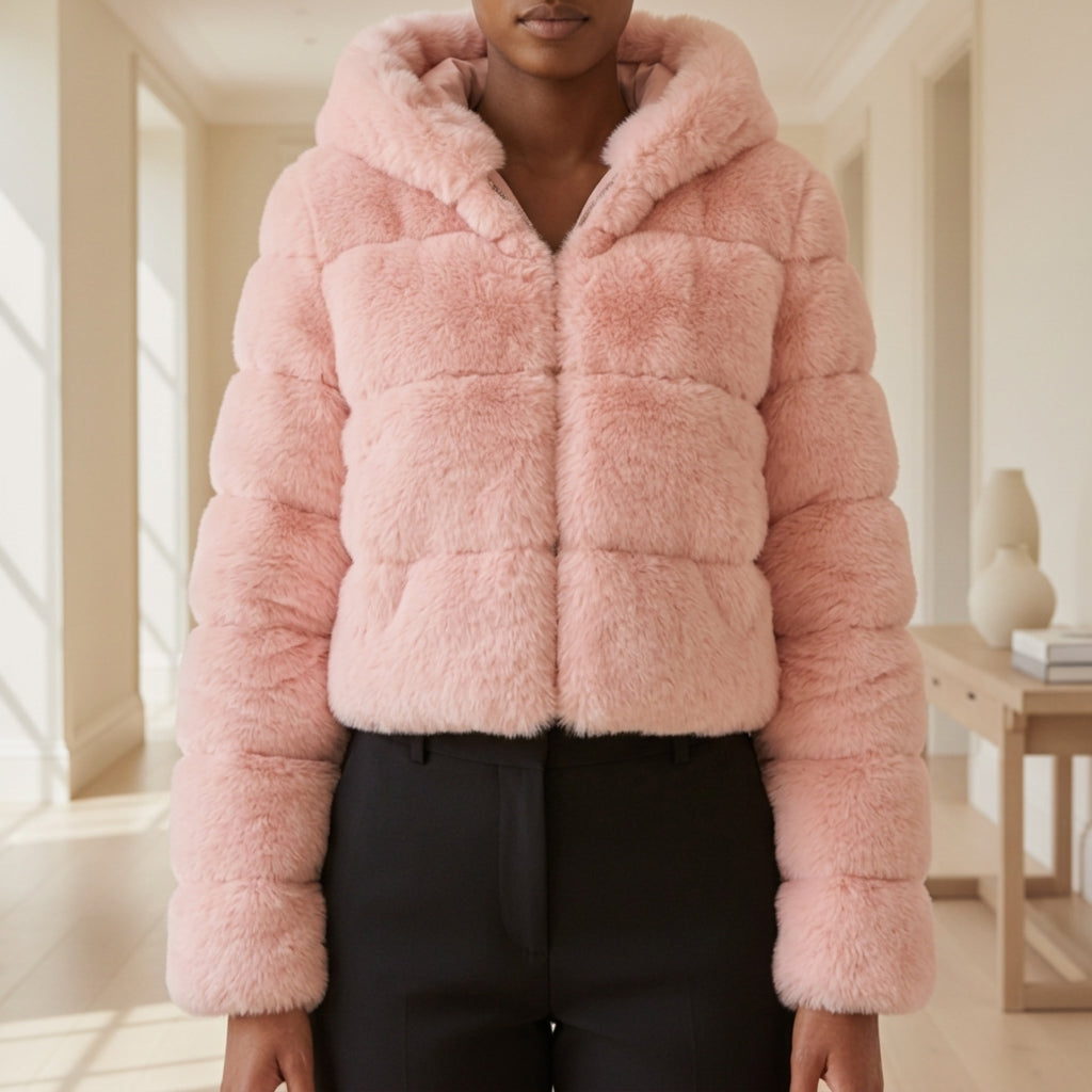 Calista Cropped Jacket with Hood - Men's Hooded Jacket