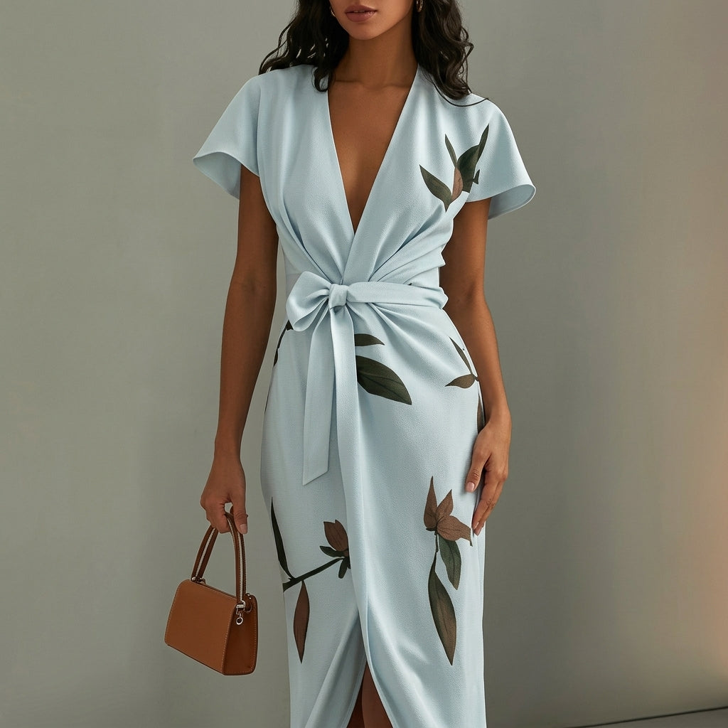 Inaya Silk Wrap Dress - Women's V-Neck Midi Dress