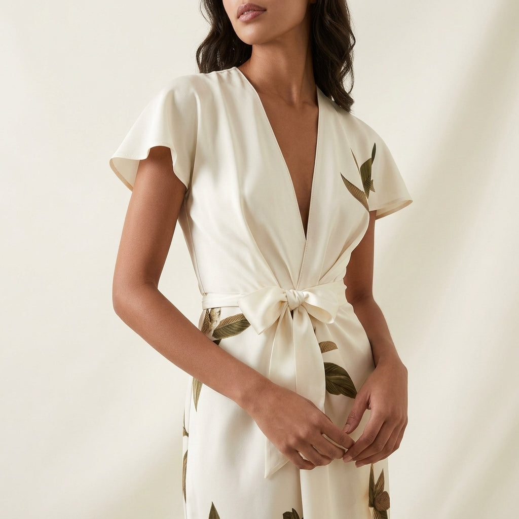Inaya Silk Wrap Dress - Women's V-Neck Midi Dress