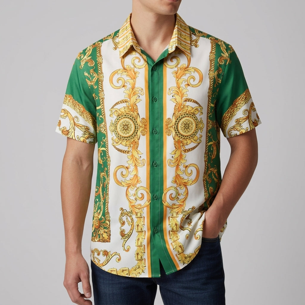 Monaco Baroque Print Shirt - Men's Button Up Shirt
