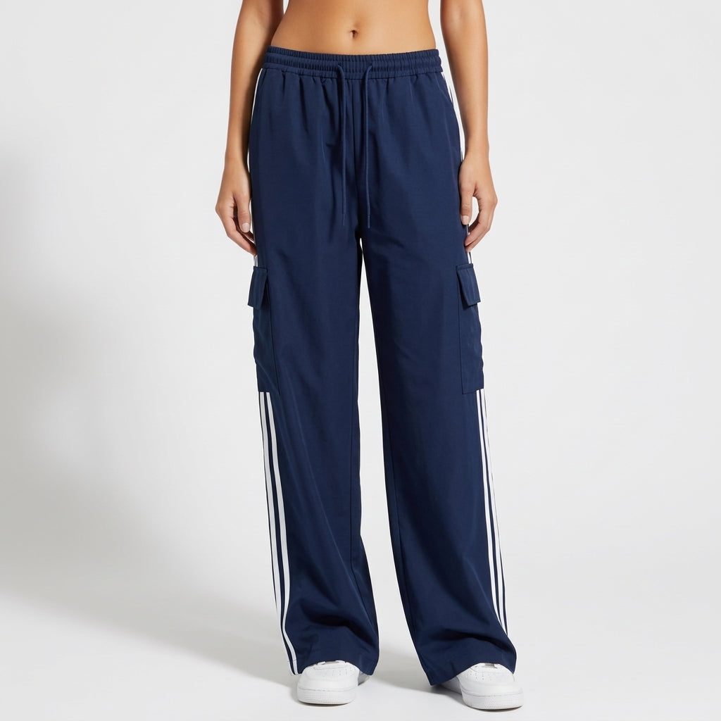 Wide Leg Cargo Joggers - Men's Drawstring Cargo Pants