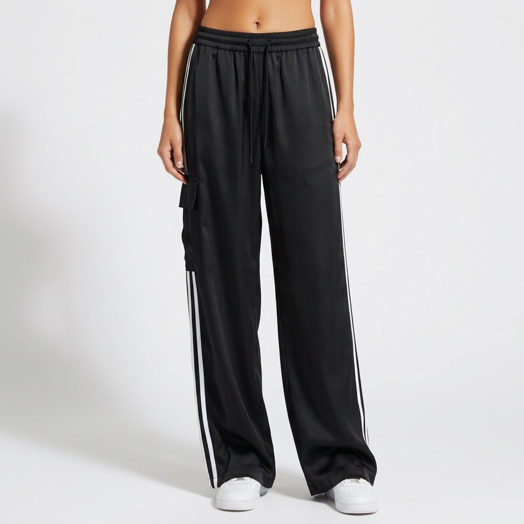 Wide Leg Cargo Joggers - Men's Drawstring Cargo Pants