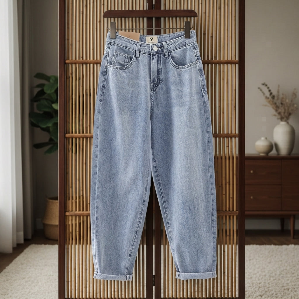 Noelle High Waist Loose Fit Jeans - Straight Leg Jeans