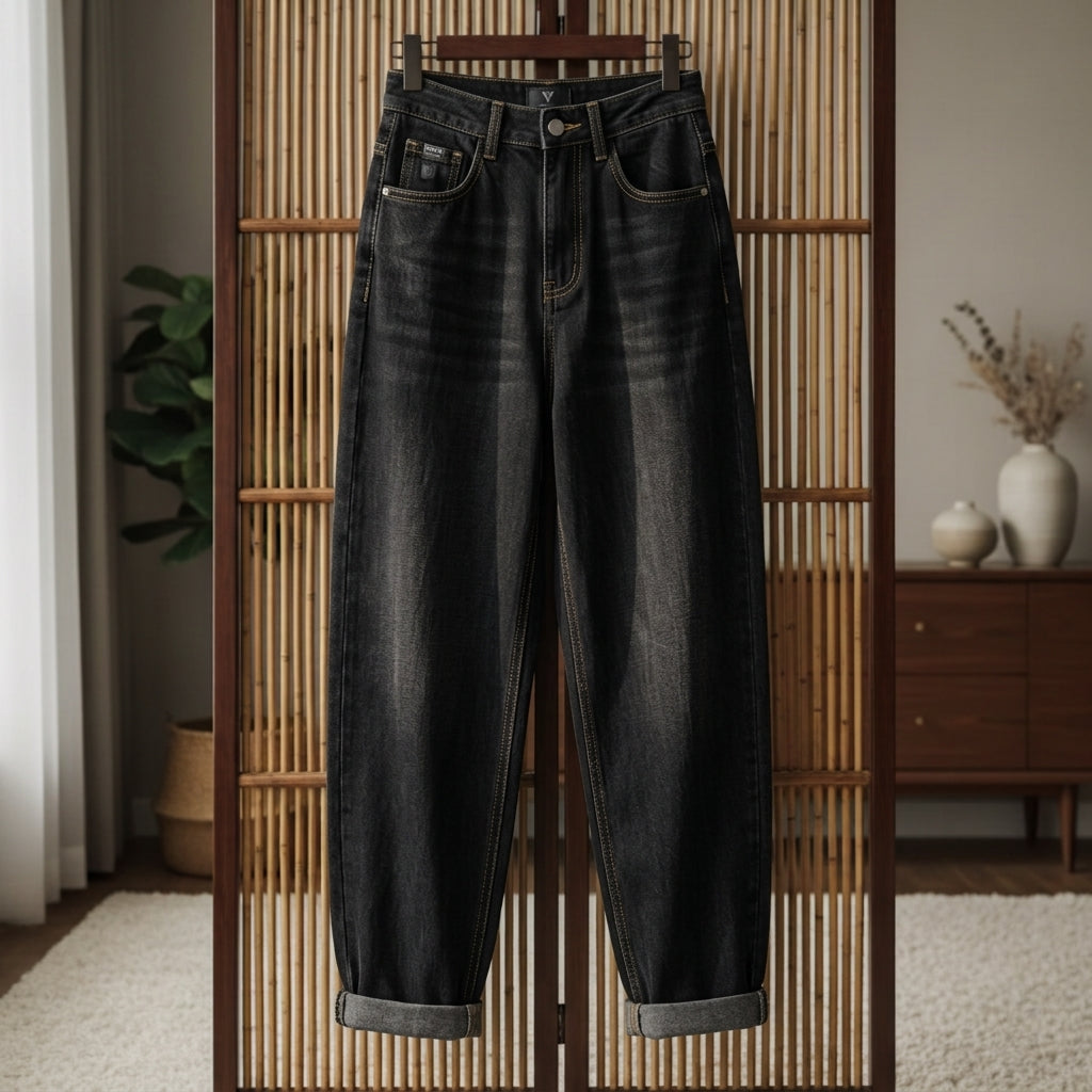 Noelle High Waist Loose Fit Jeans - Straight Leg Jeans