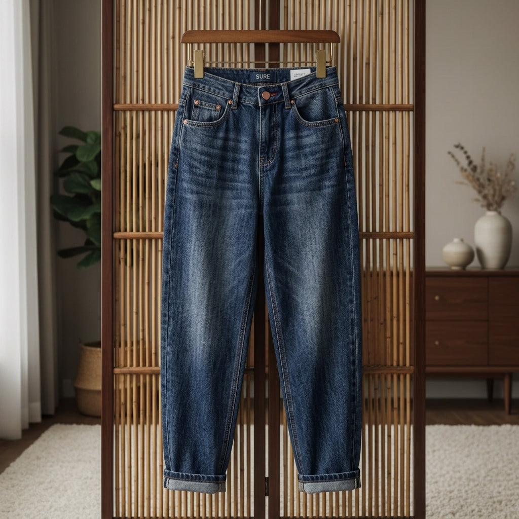 Noelle High Waist Loose Fit Jeans - Straight Leg Jeans