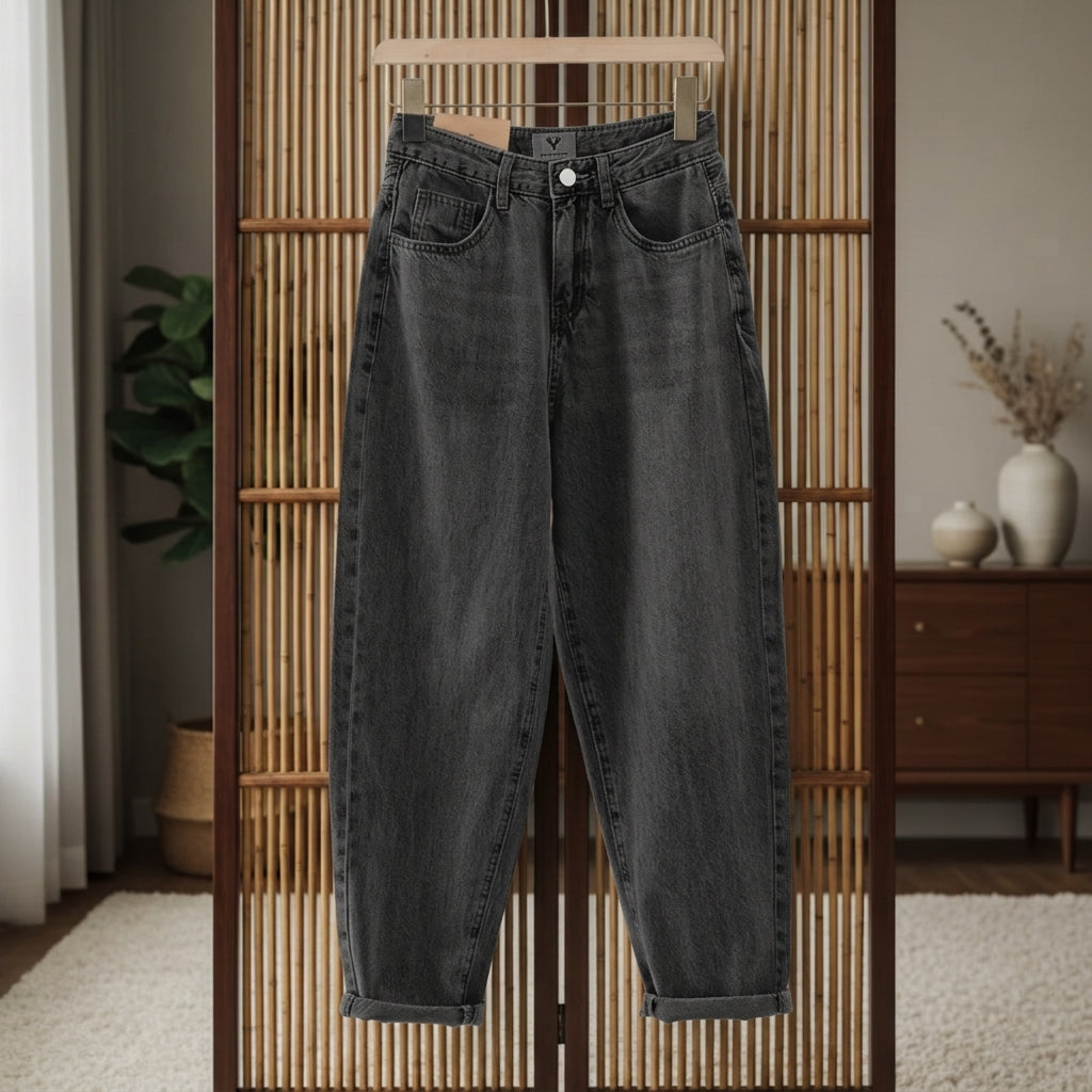 Noelle High Waist Loose Fit Jeans - Straight Leg Jeans
