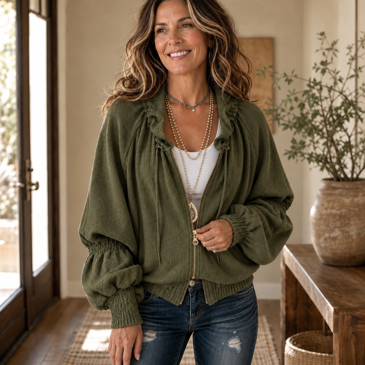 Wearbella Batwing Zip Jacket - Women's Fleece Lined Jacket