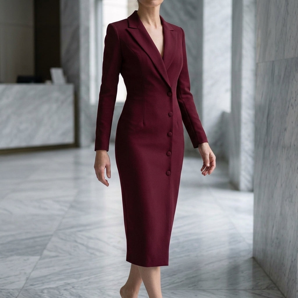 Aurelius Structured Dress - Collared Women's Midi Dress