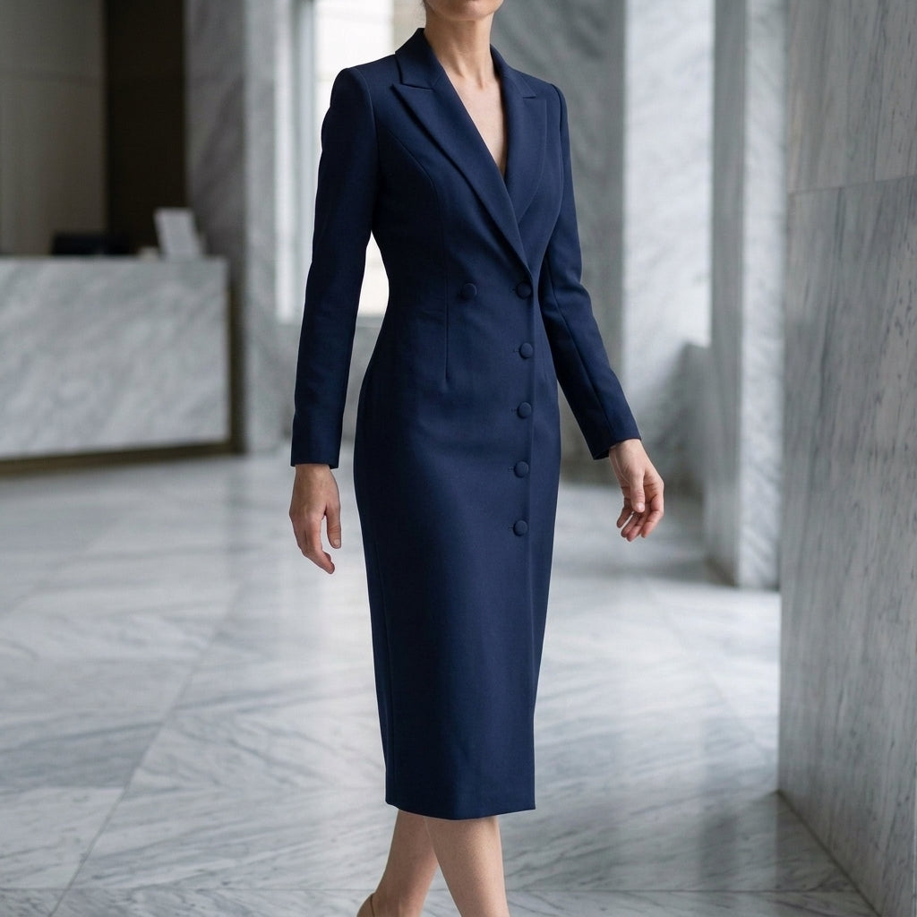 Aurelius Structured Dress - Collared Women's Midi Dress