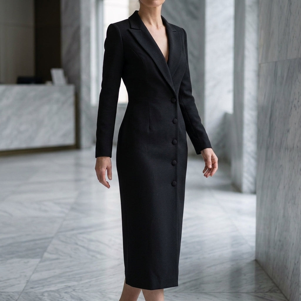 Aurelius Structured Dress - Collared Women's Midi Dress