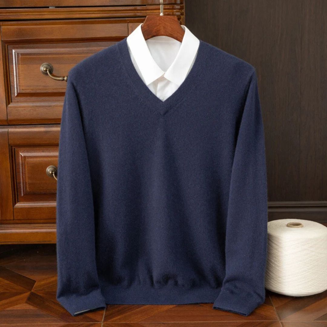 Olympia Merino V-Neck Sweater - Men's Wool Jumper