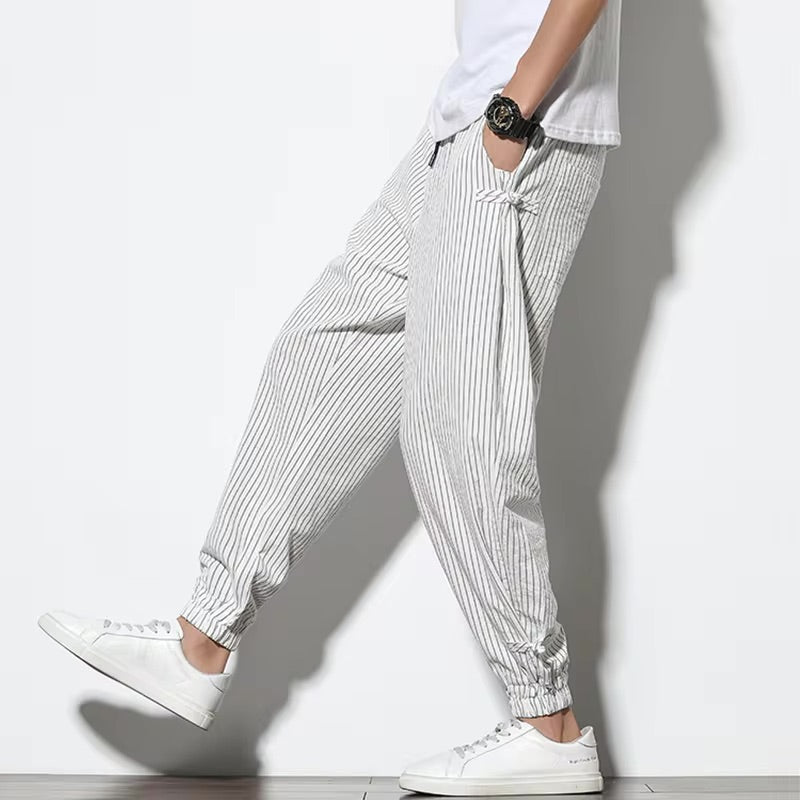 Kaizen Striped Joggers - Men's Cotton Linen Joggers