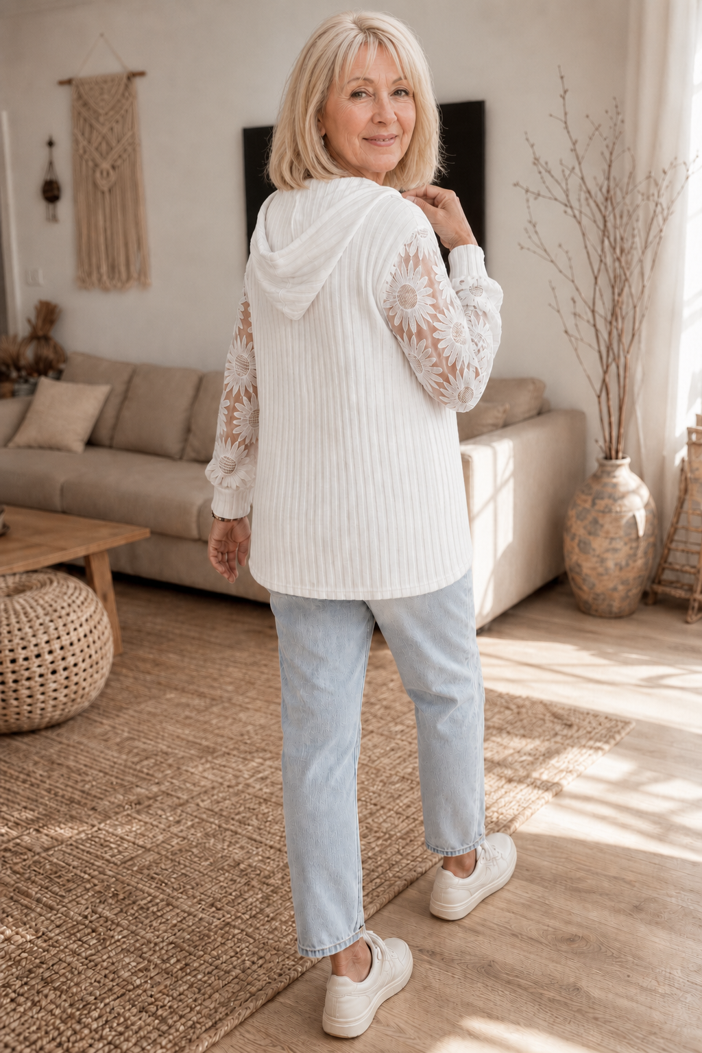Lunetta Lace Sleeve Hoodie - Women's Knit Cardigan