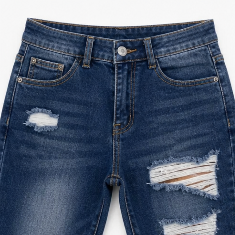 Delina Capri Jeans - Frayed Hem Women's Cotton Jeans