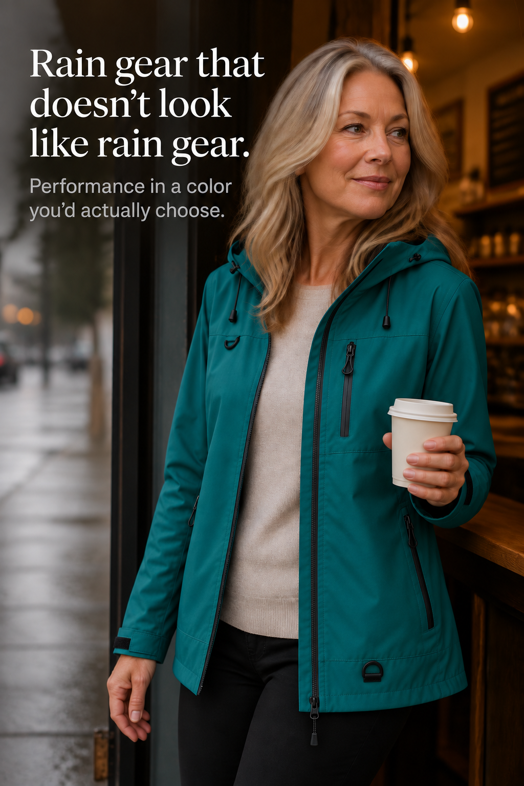 Weathergo Hooded Rain Jacket - Windproof Women's Raincoat