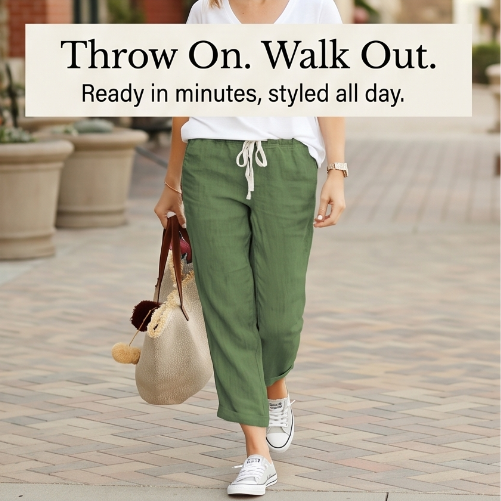 Lirenza Ankle Pants - Women's Drawstring Tapered Trousers