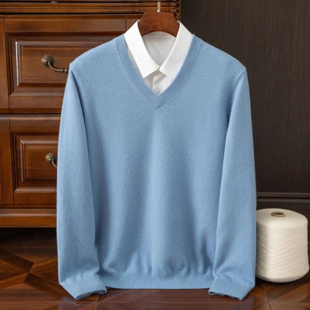 Olympia Merino V-Neck Sweater - Men's Wool Jumper