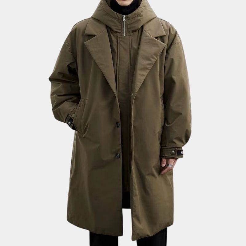 Arctos Men's Trench Coat - Windproof Longline Coat