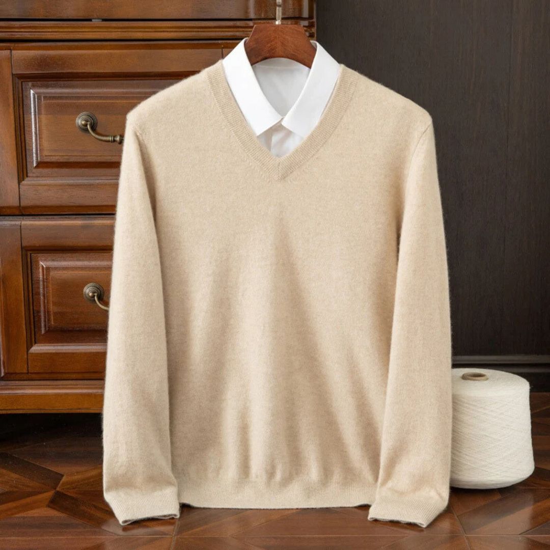 Olympia Merino V-Neck Sweater - Men's Wool Jumper