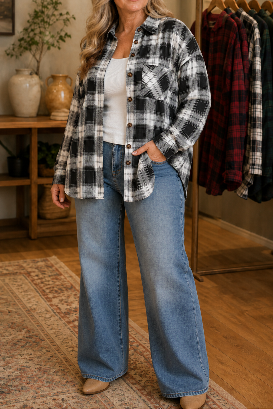 Overshirt & Co Buffalo Plaid Shacket - Women's Oversized