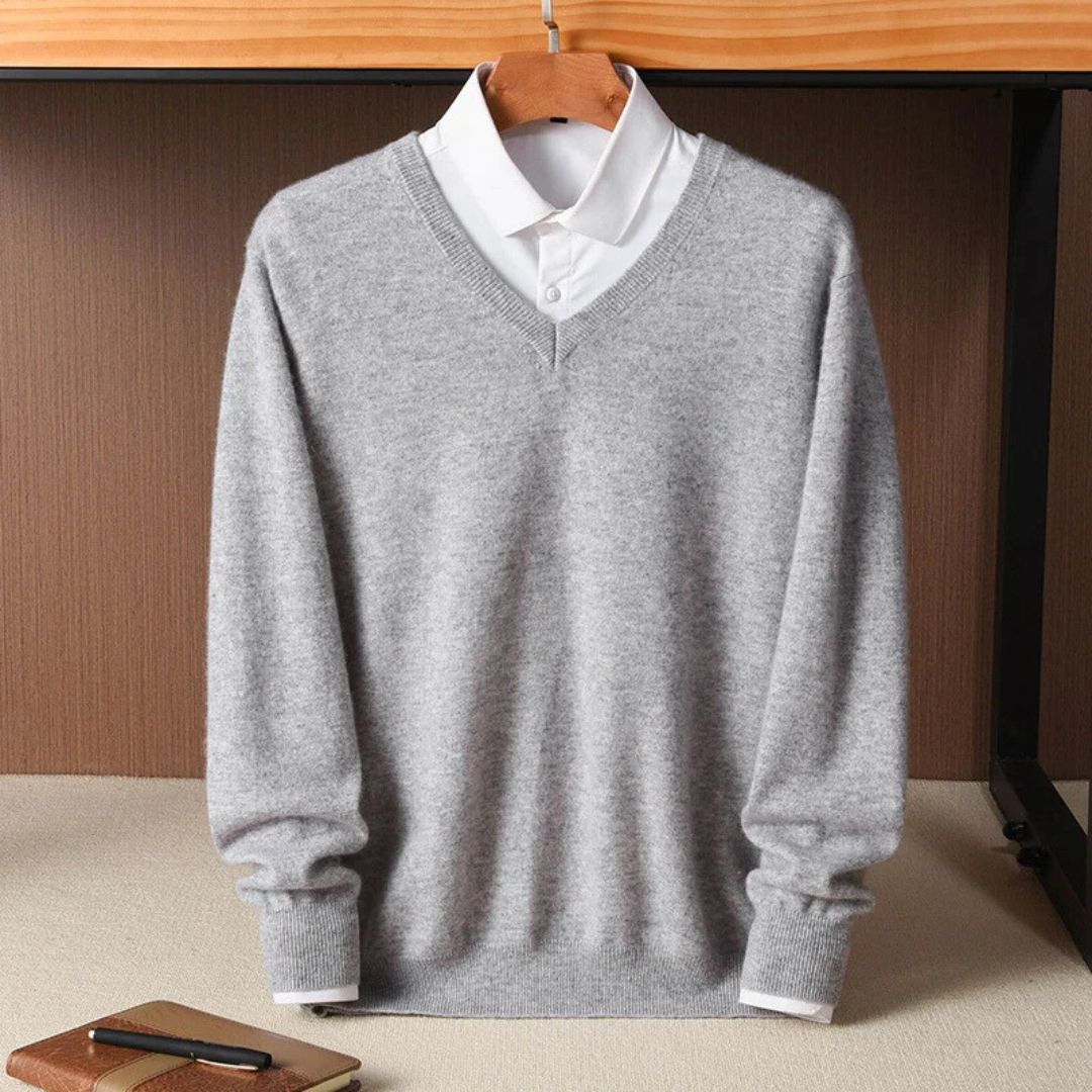 Olympia Merino V-Neck Sweater - Men's Wool Jumper