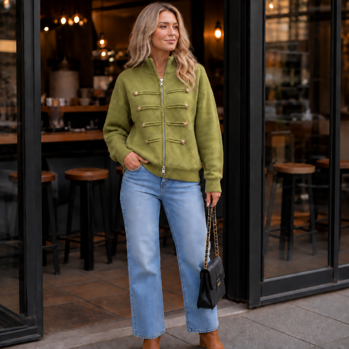 Wearbella Double-Zip Knit Jacket - Women's Cropped Jacket
